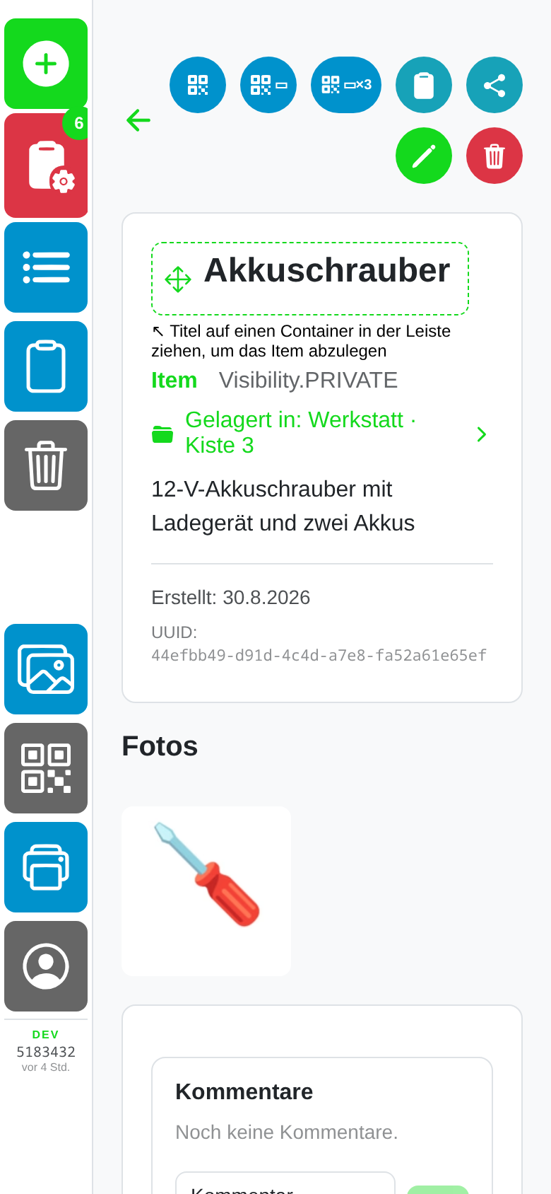 Item-Detailansicht mit Facetten und Identifiern